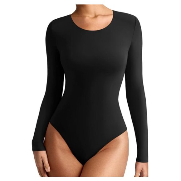 Clozaz Jet Black Long Sleeve Tummy Control Bodysuit Size Large NWT - Picture 1 of 6